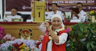 Calon Bupati Kabupaten Musi Banyuasin, Hj. Lucianty, mendapatkan nomor urut 1 pada Pemilihan Kepala Daerah yang bakal digelar tanggal 27 November 2024 mendatang (Detik Sumsel)