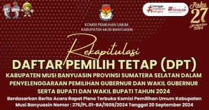 Rekapitulasi Daftar Pemilih Tetap Kabupaten Musi Banyuasin pada Pemilihan Gubernur Sumatera Selatan dan Pemilihan Bupati Kabupaten Muba tanggal 27 November 2024.