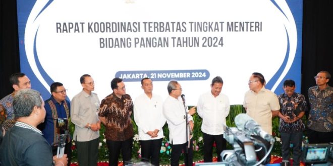Konferensi Pers setelah Rapat Koordinasi Terbatas Tingkat Menteri Bidang Pangan Tahun 2024 di Graha Mandiri, Jakarta pada Kamis (21/11/2024)/Foto : Humas Bapanas