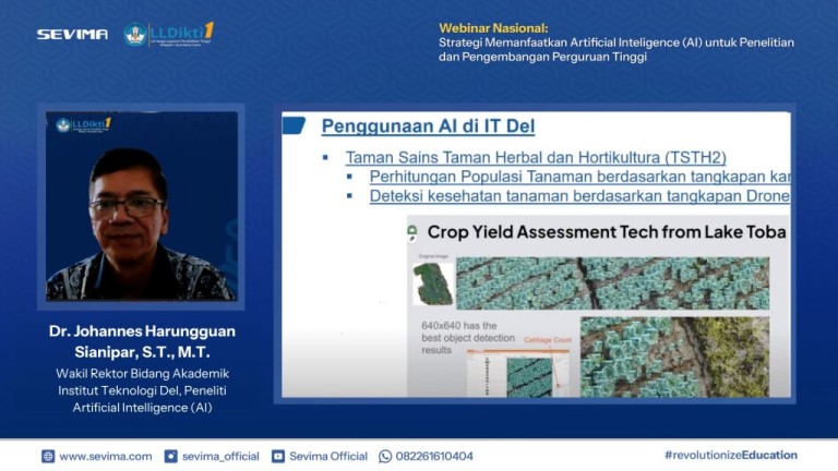 Praktek langsung bagaimana AI dapat meningkatkan hasil kebun. Foto kebun diambil melalui drone, lalu dianalisa menggunakan AI. (foto : Sevima)