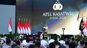 Presiden Prabowo Subianto menghadiri pembukaan Apel Kepala Satuan Wilayah (Kasatwil) Polri Tahun 2024 di Akademi Kepolisian (Akpol), Kota Semarang, pada Rabu, 11 Desember 2024. Foto: BPMI Setpres/Muchlis Jr