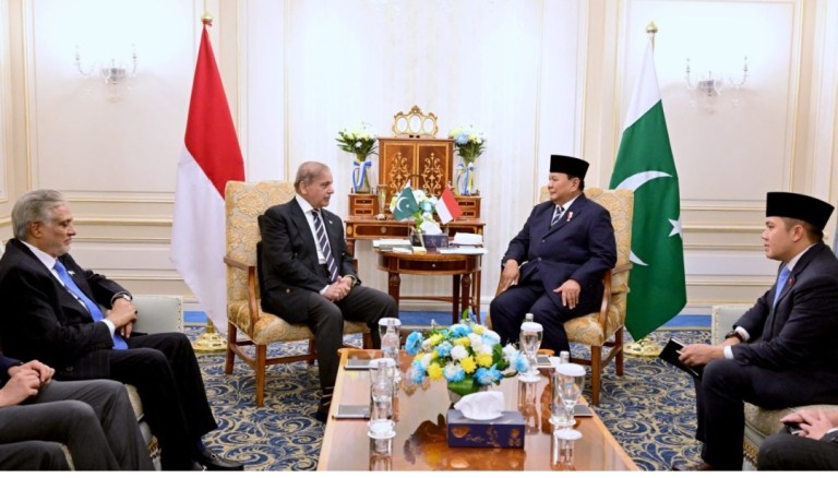Presiden Prabowo Subianto melakukan pertemuan bilateral dengan Perdana Menteri (PM) Pakistan Shehbaz Sharif di Hotel St Regis New Capital, Kairo, Mesir, pada Rabu, 18 Desember 2024. Foto: BPMI Setpres/Rusman