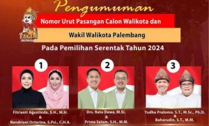 Pasangan Calon Wali Kota dan Wakil Wali Kota Palembang pada Pemilihan Kepala Daerah yang digelar tanggal 27 November 2024. (foto : ampera.co)