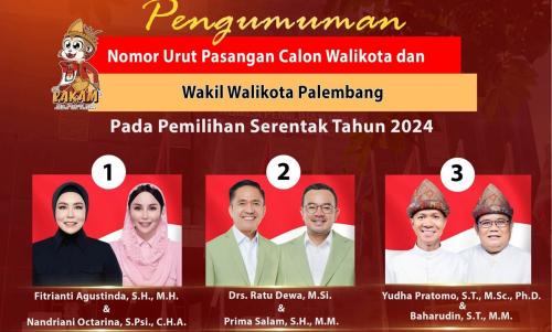 Pasangan Calon Wali Kota dan Wakil Wali Kota Palembang pada Pemilihan Kepala Daerah yang digelar tanggal 27 November 2024. (foto : ampera.co)
