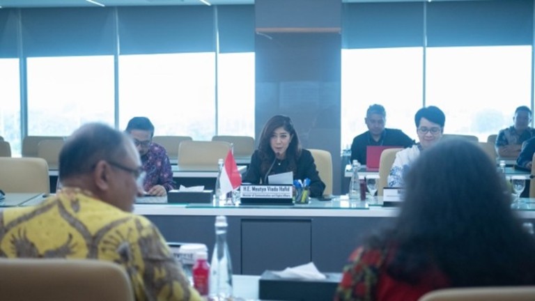 Menkomdigi Meutya Hafid menerima kunjungan Duta Besar India untuk Indonesia, Sandeep Chakravorty, di Kantor Kementerian Komunikasi dan Digital (Kemkomdigi), Jakarta (Humas Komdigi)