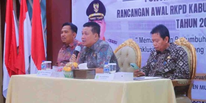 Pemerintah Kabupaten Musi Banyuasin menggelar Forum Konsultasi Publik untuk rancangan awal dalam penyusunan RKPD Kabupaten Muba Tahun 2026, Jum'at (7/2/2024)