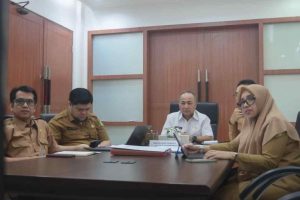 Sekda Dr. Apriyadi MSi saat Rapat Pembahasan Penyediaan Tenaga Listrik di Kabupaten Musi Banyuasin secara virtual di Kantor Perwakilan Musi Banyuasin di Palembang, Senin (10/3/2025).