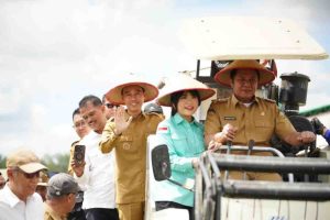 Panen raya dipusatkan di lahan pertanian Desa Cahya Maju, Kecamatan Lempuing OKI pada Senin (7/4/2025).