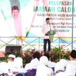Pelepasan para jamaah haji dilakukan di Hotel Gambo Residence Sekayu, Sabtu (3/5/2025).