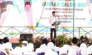 Pelepasan para jamaah haji dilakukan di Hotel Gambo Residence Sekayu, Sabtu (3/5/2025).