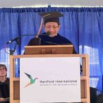 Menteri Agama RI, Nasaruddin Umar, menerima gelar kehormatan Doctor of Divinity dari Hartford International University for Religion and Peace, AS, dalam upacara resmi di Kampus Hartford pada Jumat, (16/5/2025). (Foto Istimewa/Humas Kemenag)