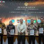 Penyerahan Laporan Hasil Pemeriksaan (LHP) BPK RI atas Laporan Keuangan Pemerintah Daerah (LKPD) pemerintah kabupaten/kota Tahun Anggaran 2024 di Kantor BPK RI Sumsel, Senin, (26/5/25).