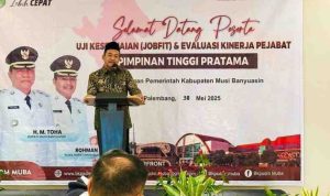 Wakil Bupati Musi Banyuasin, Kyai Rohman, membuka acara Job Fit dan Evaluasi Kinerja Pejabat Pimpinan Tinggi Pratama (PPTP) di Hotel Santika Premiere Bandara Palembang.