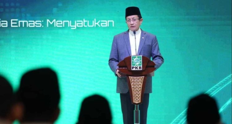 Menag Nasaruddin Umar menjadi pembicara pada Konferensi Internasional Transformasi Pesantren yang digelar oleh Partai Kebangkitan Bangsa (PKB) di Jakarta, Selasa (24/6/2025).