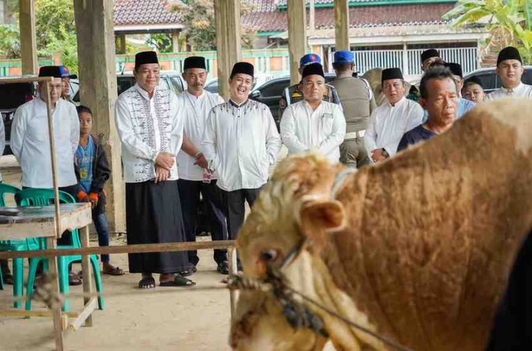 Pemerintah Kabupaten Musi Banyuasin (Muba) merayakan Idul Adha 1446 H dengan melaksanakan penyembelihan hewan kurban di Balai Desa Sungai Angit. Bupati Muba, H M Toha SH, memimpin prosesi bersejarah ini bersama jajaran Forkopimda kepala OPD yang hadir, Jumat (6/6)2025.