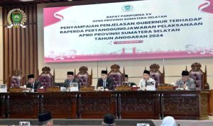 Rapat Paripurna XV DPRD Provinsi Sumsel mengagendakan penyampaian penjelasan Gubernur terkait Rancangan Peraturan Daerah (Raperda) tentang Pertanggungjawaban Pelaksanaan Anggaran Pendapatan dan Belanja Daerah (APBD) Tahun Anggaran 2024, yang digelar di Gedung DPRD Sumsel, Jalan POM IX Kota Palembang, pada hari Senin, tanggal 10 Juni 2025.