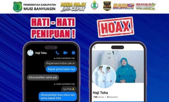 akun Facebook palsu yang mengatasnamakan Bupati Muba, H. M. Toha.
