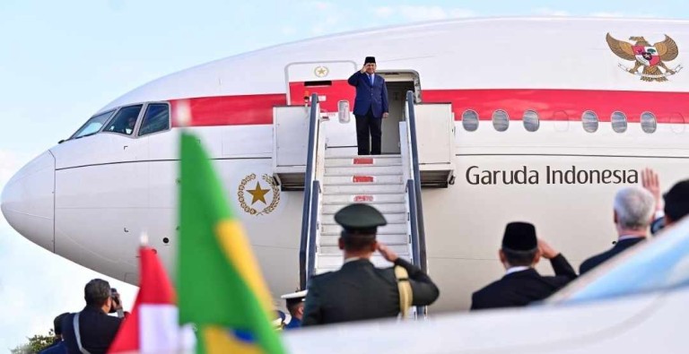 Presiden Republik Indonesia, Prabowo Subianto, mengakhiri kunjungan kenegaraannya di Brasil dan bertolak meninggalkan Brasilia pada Rabu, 9 Juli 2025. Foto: BPMI Setpres/Muchlis Jr