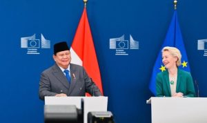 Presiden Republik Indonesia, Prabowo Subianto, bertemu dengan Presiden Komisi Eropa, Ursula von der Leyen, di kantor pusat Uni Eropa, Berlaymont Building, Brussel, Belgia, pada Minggu, 13 Juli 2025.