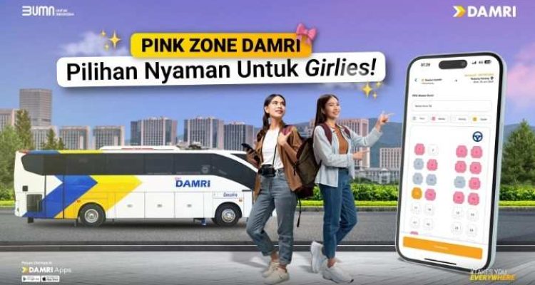 Fitur Pink Zone hadir di DAMRI Apps, memungkinkan penumpang perempuan untuk memilih kursi yang bersebelahan dengan sesama perempuan. (Dok. DAMRI)