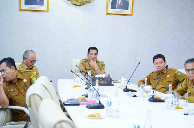 Bupati Muba H M Toha bersama Sekda Muba H Apriyadi Mahmud dan jajaran OPD antusias mengikuti peluncuran yang berlangsung di Guest House Griya Bumi Serasan Sekate tersebut secara virtual, Senin (21/7/2025).