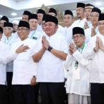 H. Herman Deru, menghadiri pelantikan Pengurus Wilayah Nahdlatul Ulama (PWNU) Sumsel masa khidmat 2025–2030 yang berlangsung khidmat di Griya Agung Palembang, Selasa (1/7).