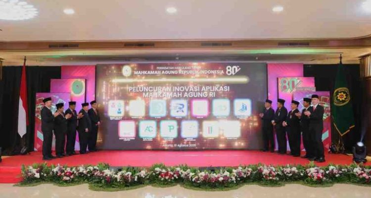 Sebagai wujud komitmen menghadirkan layanan peradilan modern, transparan, dan akuntabel, Mahkamah Agung meluncurkan 13 inovasi aplikasi digital (Foto; Dok MA)