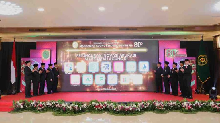 Sebagai wujud komitmen menghadirkan layanan peradilan modern, transparan, dan akuntabel, Mahkamah Agung meluncurkan 13 inovasi aplikasi digital (Foto; Dok MA)
