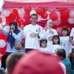 Bupati OKI, H. Muchendi Mahzareki pada gelaran Hari Anak Nasional di Halaman Gedung Kesenian Kayuagung, Selasa(05/08/25).