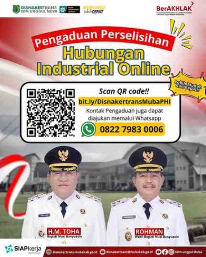 Dinas Tenaga Kerja dan Transmigrasi (Disnakertrans) Musi Banyuasin (Muba) meluncurkan layanan pengaduan ketenagakerjaan yang inovatif.
