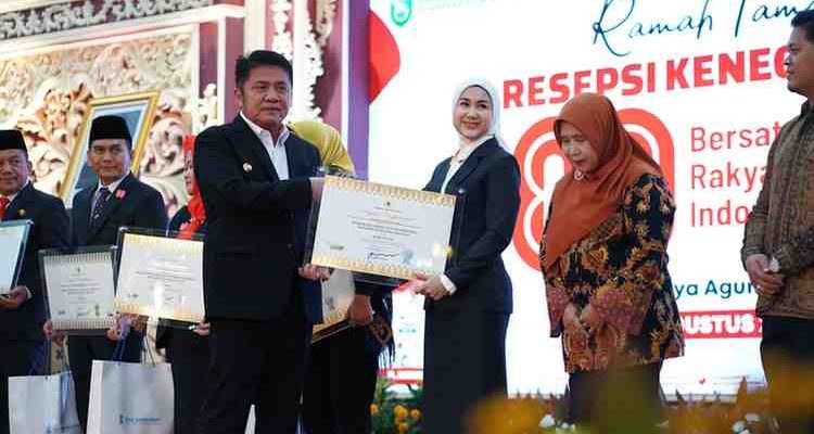 acara Ramah Tamah dan Resepsi Kenegaraan yang digelar di Griya Agung Palembang, Minggu (17/8/2025).