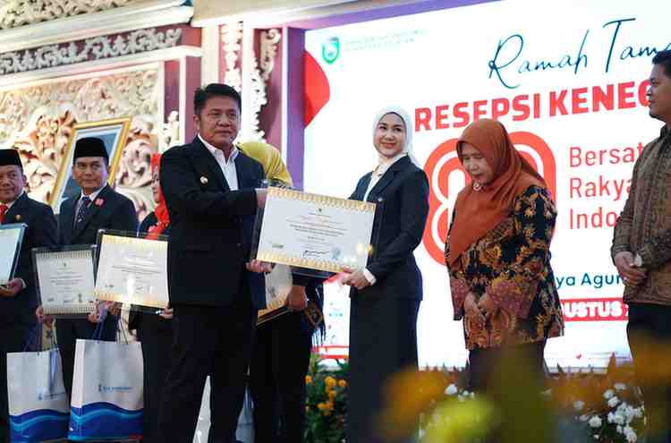 acara Ramah Tamah dan Resepsi Kenegaraan yang digelar di Griya Agung Palembang, Minggu (17/8/2025).