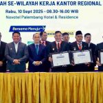 H M Toha Tohet SH hadir secara langsung melakukan Penandatanganan Komitmen Bersama Kepala Daerah Se-Wilayah Kerja Kantor Regional VII BKN Tentang Pembangunan Meritokrasi, Rabu (10/9/2025)