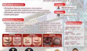Bupati Muba H M Toha Tohet SH mengajak masyarakat Muba yang menderita bibir sumbing dan langit mulut sumbing agar dapat mengikuti operasi gratis ini.