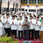 Peringatan Maulid Nabi Muhammad SAW 1447 H yang dirangkai dengan Istighasah dan Doa Kebangsaan digelar di Asrama Haji Palembang, Kamis (4/9/2025) malam.