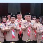 Peringatan Hari Pramuka ke-64 Tahun 2025 Tingkat Kwartir Cabang Gerakan Pramuka Musi Banyuasin, di Halaman Pendopoan Griya Bumi Serasan Sekate, Kamis (11/9/2025).