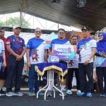 Suasana penuh semangat dan kebersamaan tampak di Halaman DPRD Sumatera Selatan Sabtu (11/10/2025).