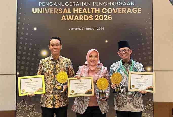 Bupati OKI, H. Muchendi, dalam acara Deklarasi dan Pencanangan UHC yang diselenggarakan BPJS Kesehatan di Jakarta International Expo (JIEXPO) Kemayoran, Selasa (27/1/2026).