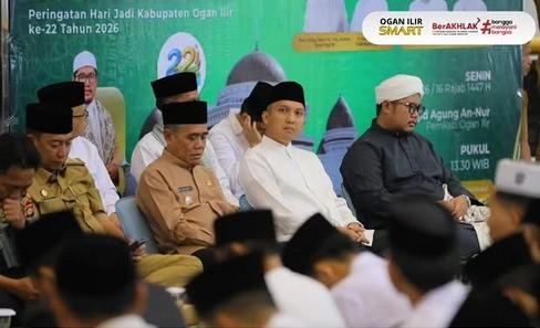 Pemerintah Kabupaten Ogan Ilir menggelar doa bersama dan tausiyah dalam rangka memperingati Hari Jadi Kabupaten Ogan Ilir ke-22 Tahun 2026