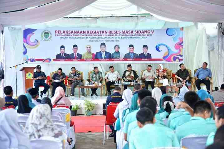 Pimpinan dan anggota Dewan Perwakilan Rakyat Daerah (DPRD) Provinsi Sumatera Selatan (Sumsel) Daerah Pemilihan (Dapil) V, melaksanakan Reses Masa Sidang V Tahun Anggaran 2026 di Kabupaten Ogan Komering Ulu pada 10–17 Februari 2026.