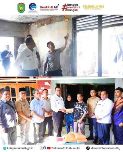 H. Arlan, secara langsung menyerahkan bantuan kepada korban kebakaran atas nama Budiman Yanto, warga Dusun II Desa Kemang Tanduk