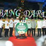 Revitalisasi Tugu Cempako Telok di Bundaran Air Mancur yang berada di titik nol Kota Palembang resmi diresmikan pada Minggu (15/3/2026) malam.