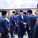 Bupati Musi Banyuasin H. M. Toha Tohet, S.H, Wakil Bupati Muba Abrur Rohman Husen, Sekda Muba Drs Syafaruddin MSi, para Asisten Setda Muba, para Staf Ahli Bupati berserta Kepala Perangkat Daerah Muba.