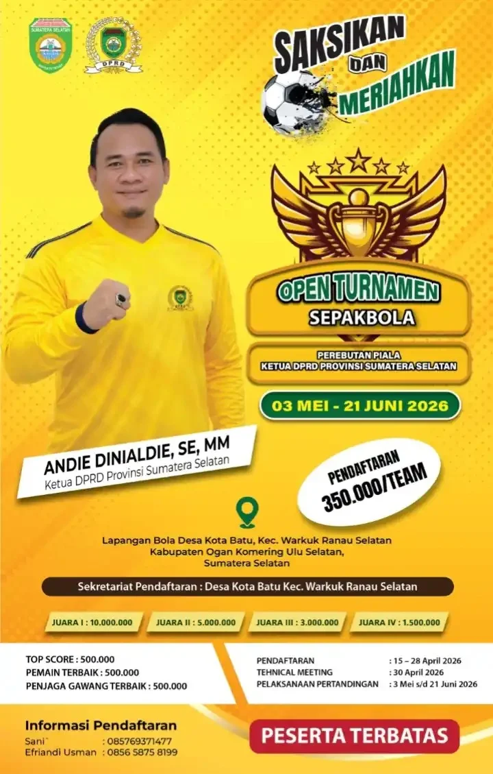 Antusiasme terhadap Turnamen Sepak Bola Piala Ketua DPRD Provinsi Sumatera Selatan 2026 terus meningkat.