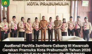 Selasa (31/3/2026), Wali Kota Prabumulih, H. Arlan, menerima audiensi panitia Jambore Cabang (Jamcab) III Kwartir Cabang Gerakan Pramuka Kota Prabumulih.