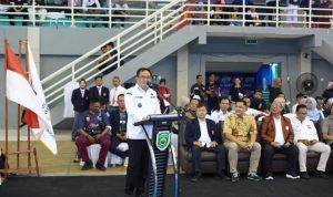 Cik Ujang, secara resmi membuka Kejuaraan Daerah (Kejurda) dan Festival Karate FORKI Sumsel 2026 di kawasan Jakabaring Sport City, Jumat (10/4/2026).
