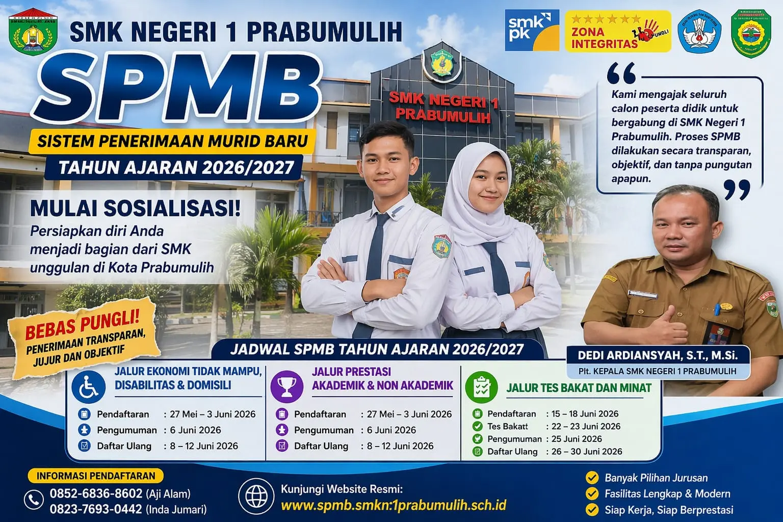 Sosialisasi SPMB 2026 SMK Negeri 1 Prabumulih untuk calon siswa baru