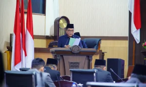Bupati Muba H M Toha Tohet saat menyampaikan kebijakan pajak dan retribusi Muba yang berpihak pada UMKM