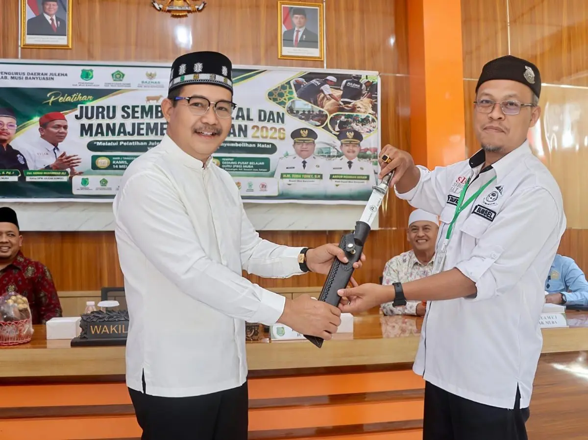 Peserta Pelatihan Juru Sembelih Halal Muba mengikuti pembekalan menjelang Idul Adha 1447 H.