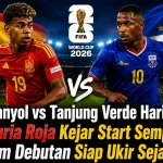 Pemain Spanyol dan Tanjung Verde jelang laga Spanyol vs Tanjung Verde di Grup H Piala Dunia 2026.